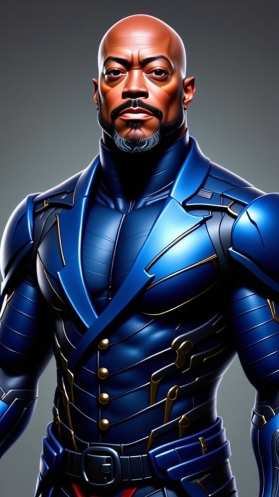 Custom AI-generated superhero portrait using LoRA training